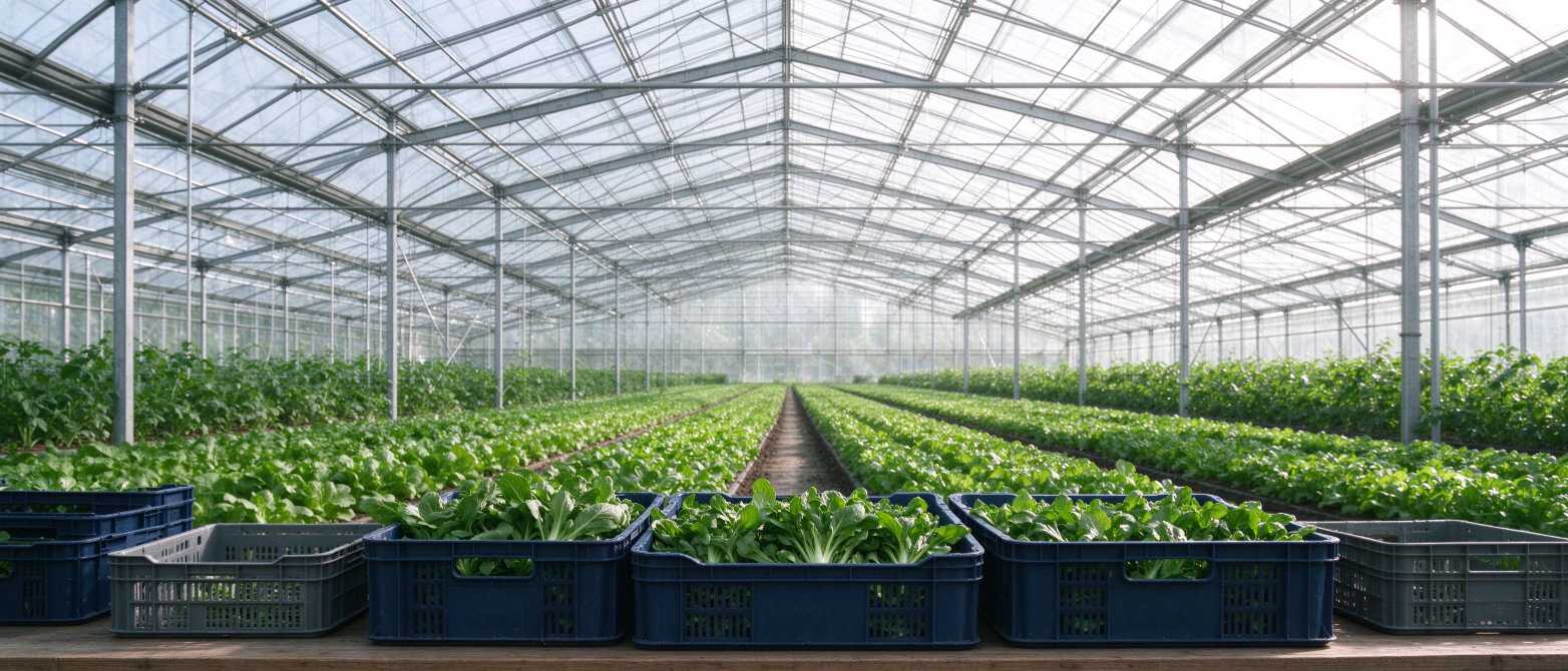 Modern pig farm with plastic slatted floors